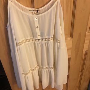 White beach dress open shoulder
